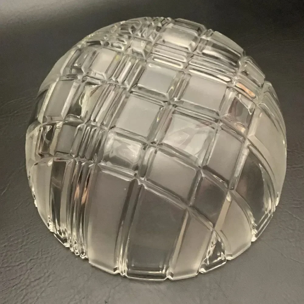 Clear Frosted Glass Heavy Serving Bowl Cut Glass Diamond Square Rectangle 4 Qt